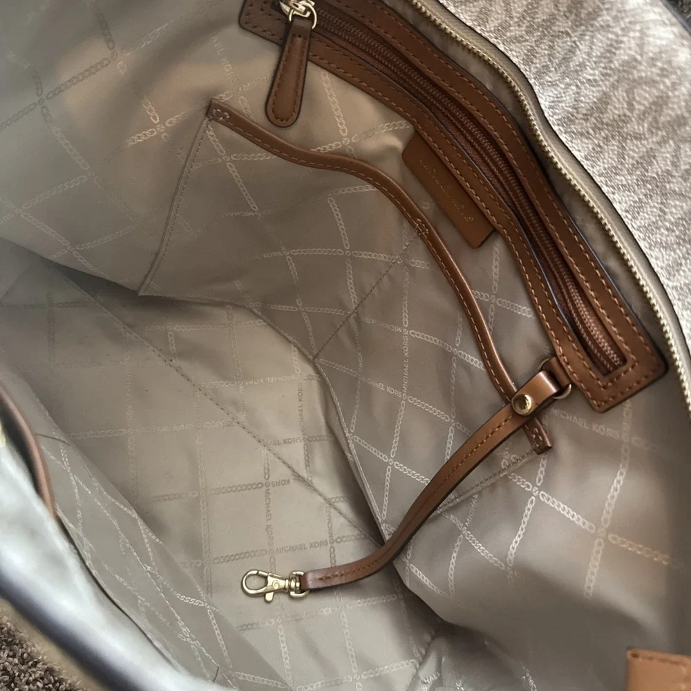 Michael Kors Brown Monogram Leather Sinclair Large Studded Tote